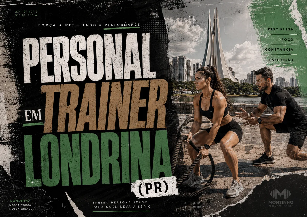Personal trainer em Londrina (PR) em arte que une treino em dupla e o cartão-postal da cidade — a Catedral Metropolitana de Londrina, com sua coroa de concreto, entre o lago e o skyline londrinense — Personal por Perto