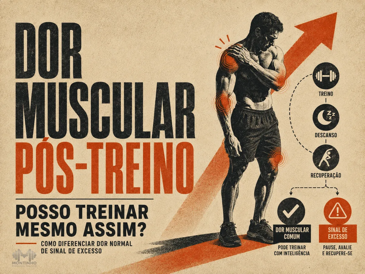 Arte com atleta alongando a musculatura dolorida após o treino, capa do artigo sobre dor muscular pós-treino — Personal por Perto