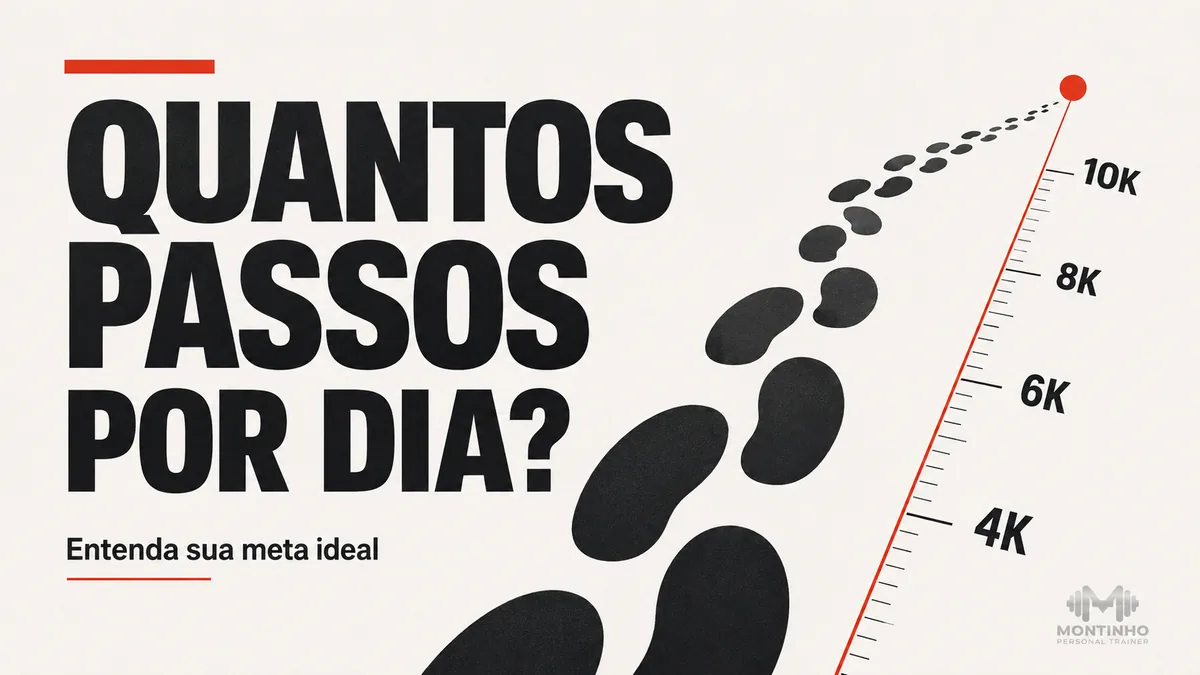 Arte da capa: trilha de pegadas subindo uma escala de 4 mil a 10 mil passos — quantos passos por dia: entenda sua meta ideal — Personal por Perto