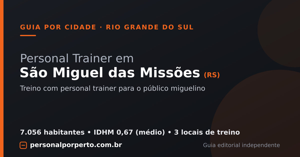 Personal trainer em São Miguel das Missões (RS) — guia do Personal por Perto