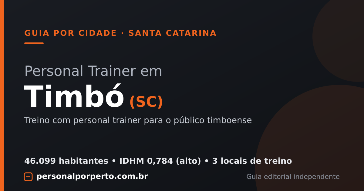 Personal trainer em Timbó (SC) — guia do Personal por Perto