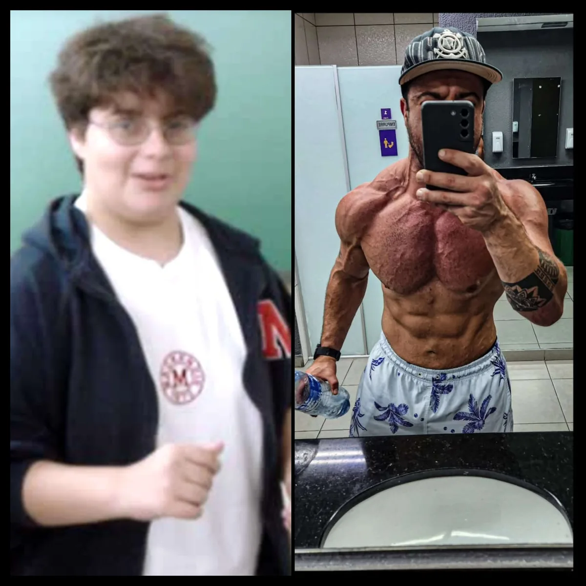 Antes e depois do Montinho Personal: transformação de ex-obeso para personal trainer, mais de 40 kg de diferença